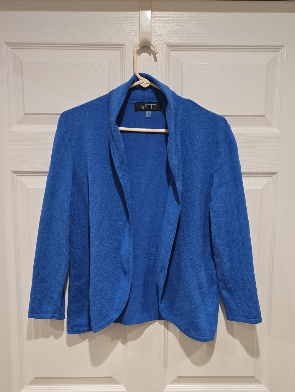 Kasper Open-Front Royal Blue Draped Cardigan